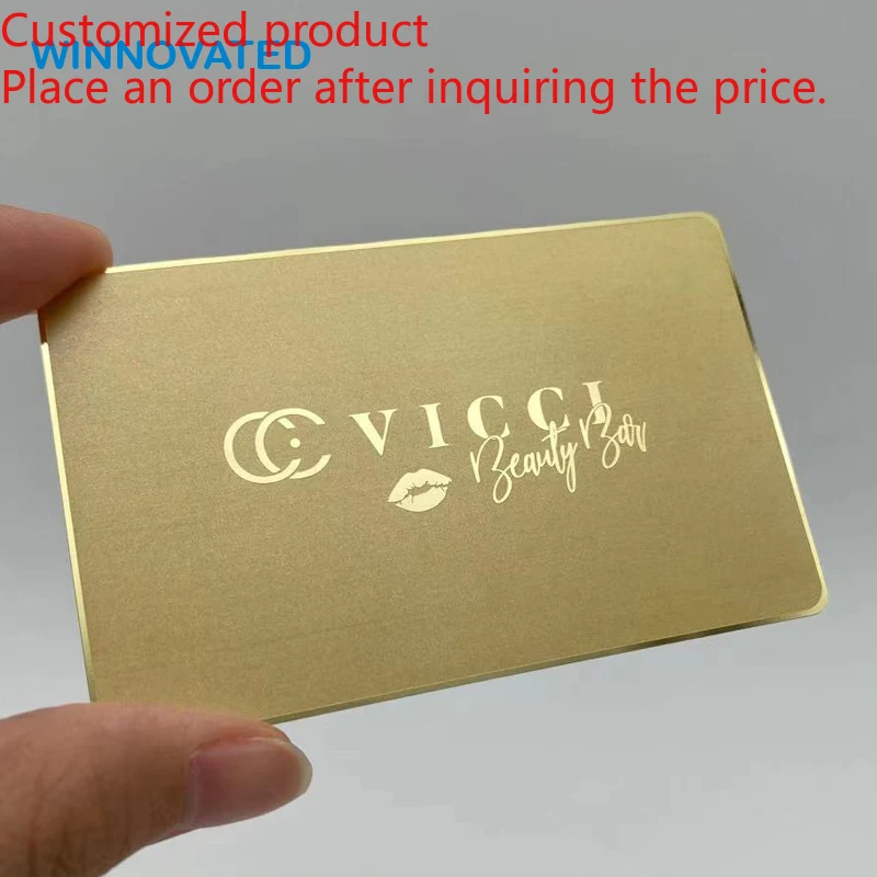 Customized product High Quality Custom Metal Cards 0.8 Golden Mirror Finish Business Card With Qr Code