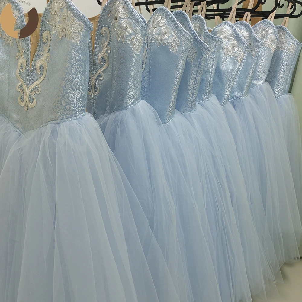 

FLTOTURE Новинка: Профессиональное балетное платье из 5 слоев мягкого бархатного фатина, светло-зеленое, длинное, для балетных постановок «Копелия» и «Ла Филль Мальгард».