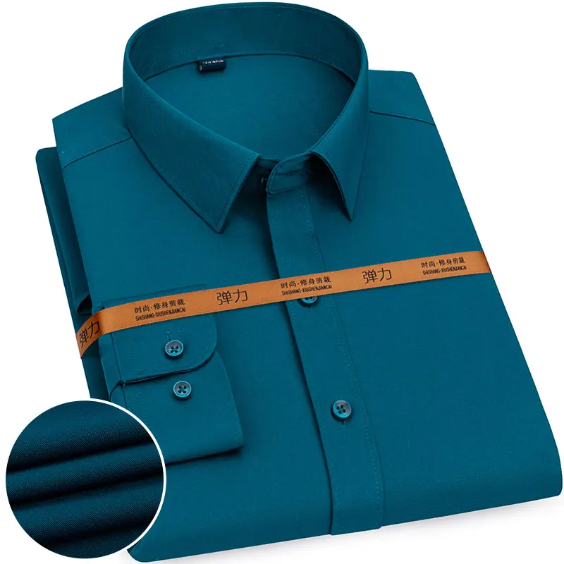 2024 new solid color non-ironing professional formal wrinkle-resistant men's long-sleeved business casual social shirt