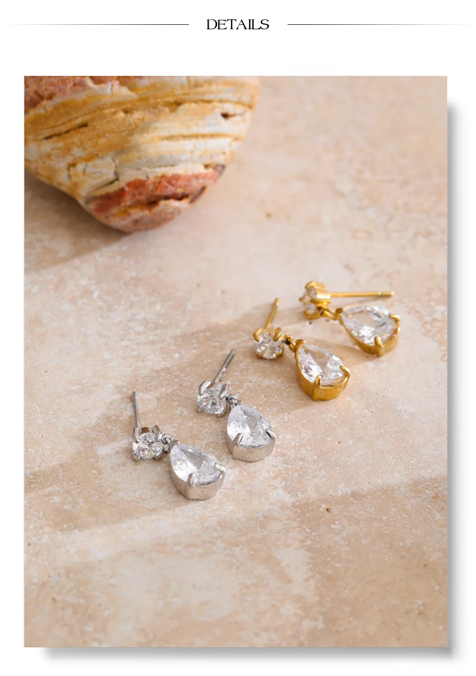 Yhpup Bling glänzende AAA-Kubikzirkonia-Wassertropfen-Ohrringe, täglich, klassisch, hochwertiger Edelstahl, modischer Premium-Schmuck, Geschenk – Detail 9