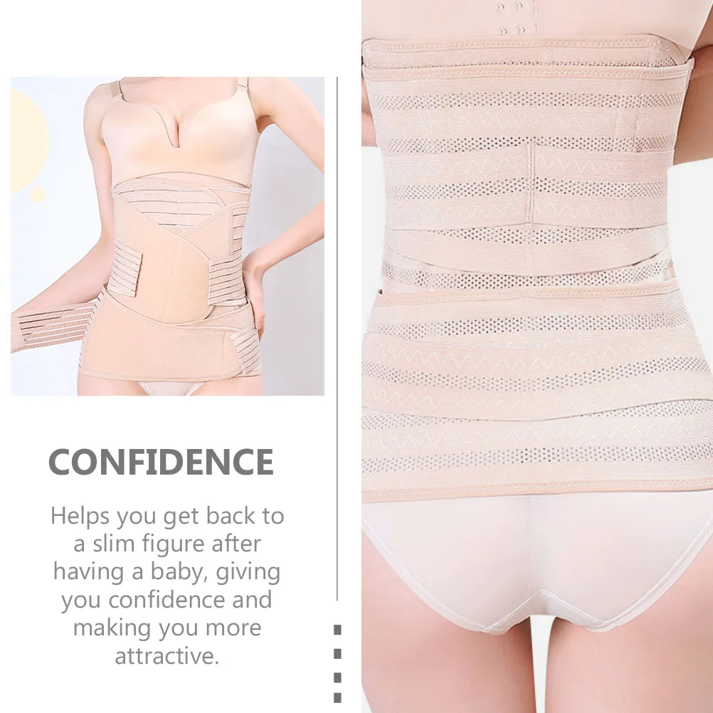 3 قطع من حزام البطن بعد الولادة، حزام مطاطي من البوليستر الكاكي للنساء، خفيف الوزن، متعدد الوظائف #3