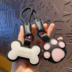 Fashion Cat Claws Leather Small Pendant Keychain Personality Creative Bag White Bone Lanyard Key Chain Pendant Trinket for Women