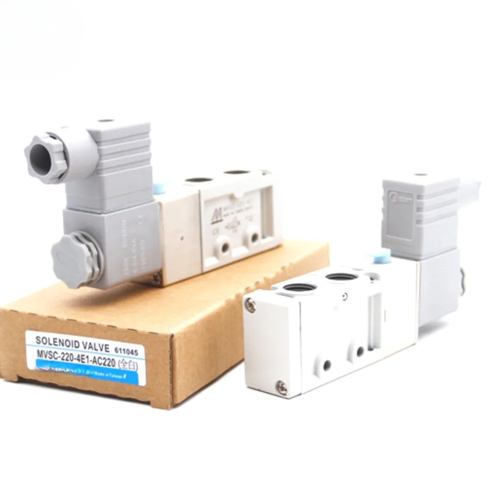 

Mindman's new all-white solenoid valve MVSC-220-4E1 two-position five-way pneumatic reversing valve 220V