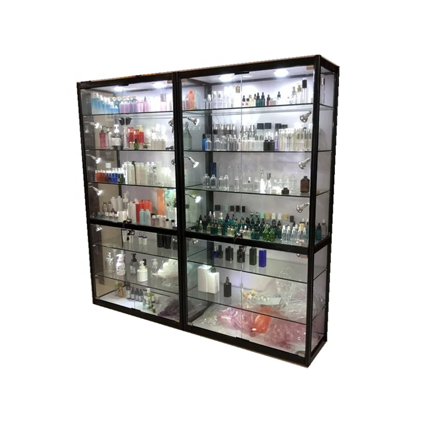 

Lockable 5 shelves retail shop display cabinet perfume store display cabinet illuminated glass showcase