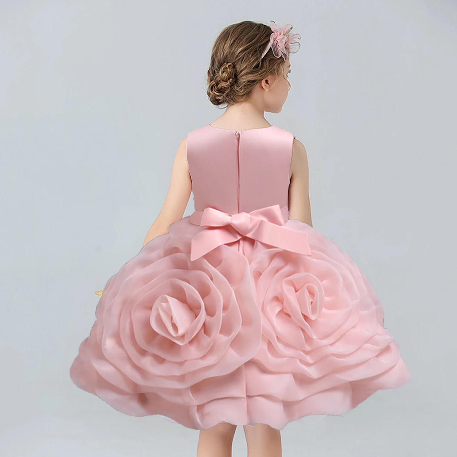 XMLSY-Robe de soirée fleurie 3D pour petites filles de 2 à 10 ans, motif floral, pour fête d'anniversaire, reconstitution historique, vacances