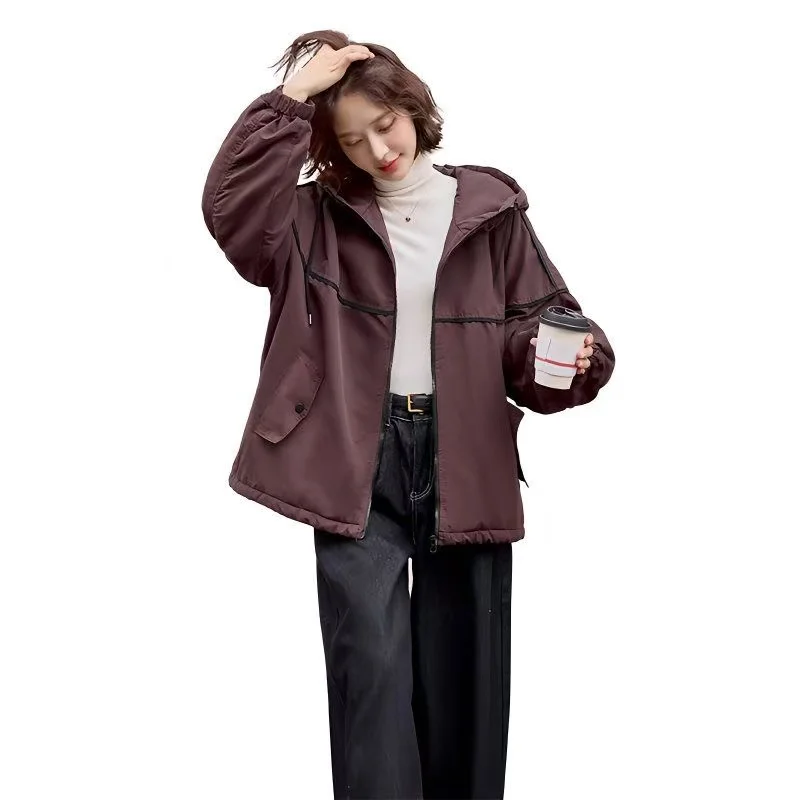 زائد المخملية باي التغلب معطف الإناث شتاء 2025 جديد دافئ القطن وسادة مبطنة ملابس خارجية غير رسمية فضفاضة أسفل معطف المرأة سترات