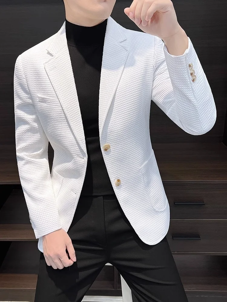 

Casual Single-breasted Men's Suit Jaet Faionable Commute Sle Lightweight Luxury Busin Casual Outerwear for Men
