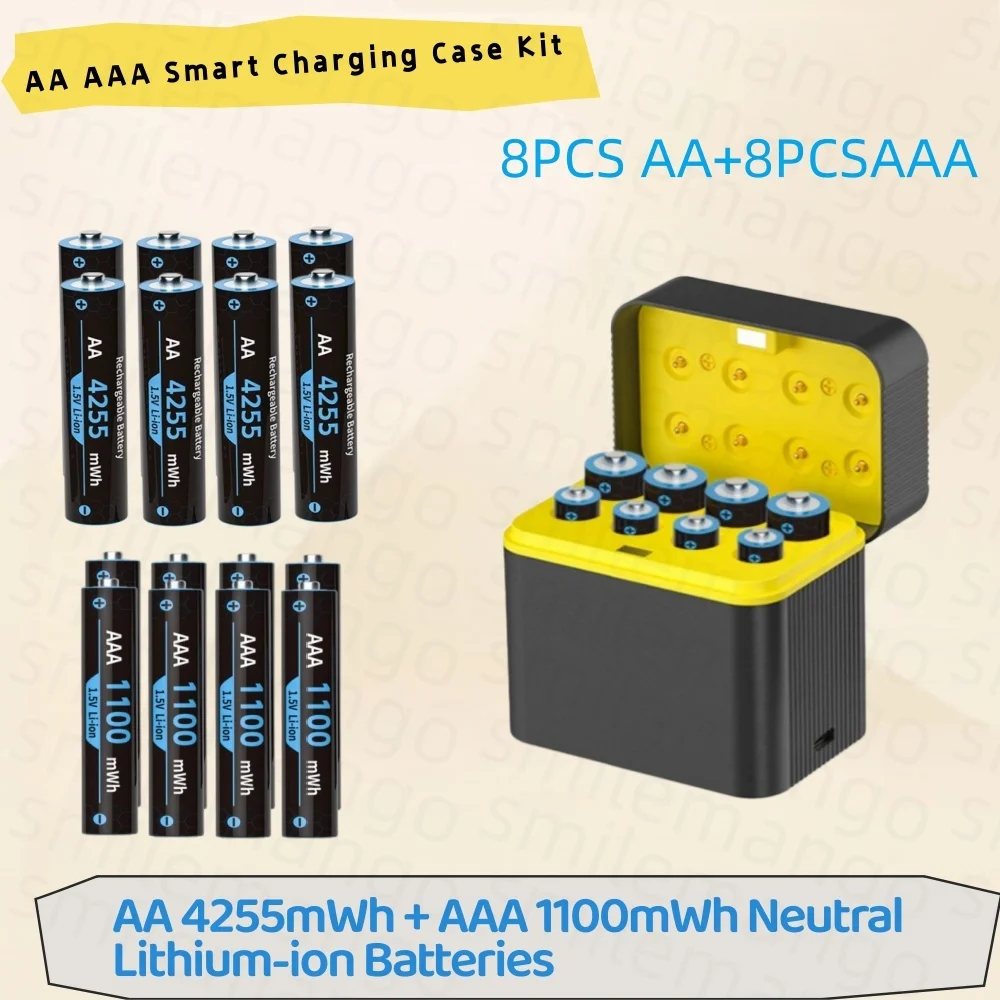 1.5V Oplaadbare Lithium Batterij AA 4255mWh/AAA 1100mWh Batterijen Hoge Capaciteit 1.5V Batterij voor Muis Afstandsbediening