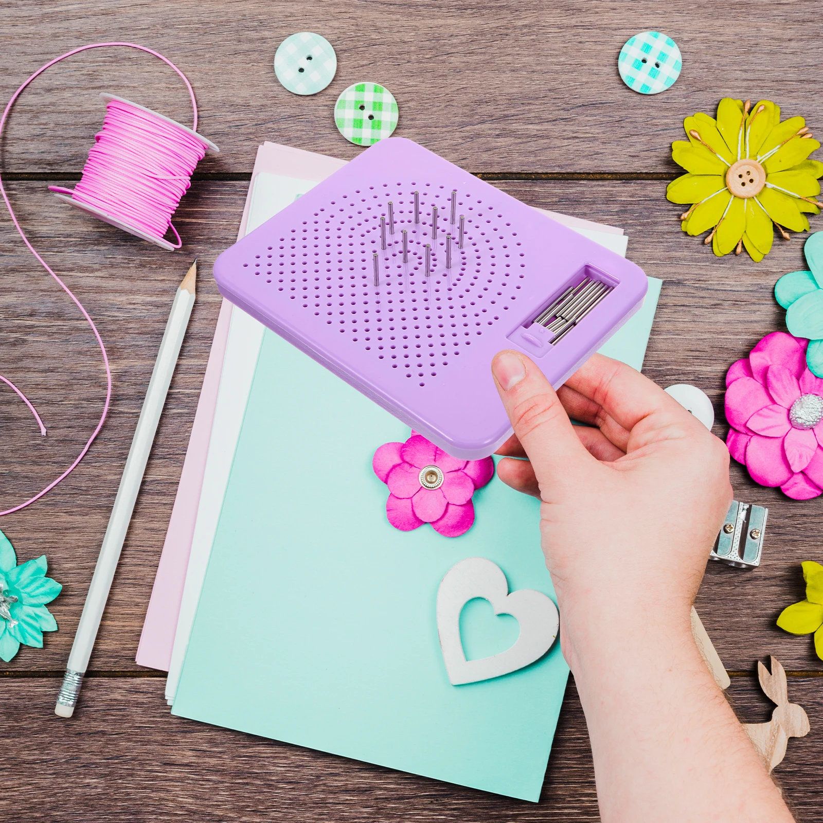 

Durable Paper Quilling Board Pin Mini Box Included Non Slip Shape Fixing Tool Paper Winder DIY Craft Supplies Card Decoration