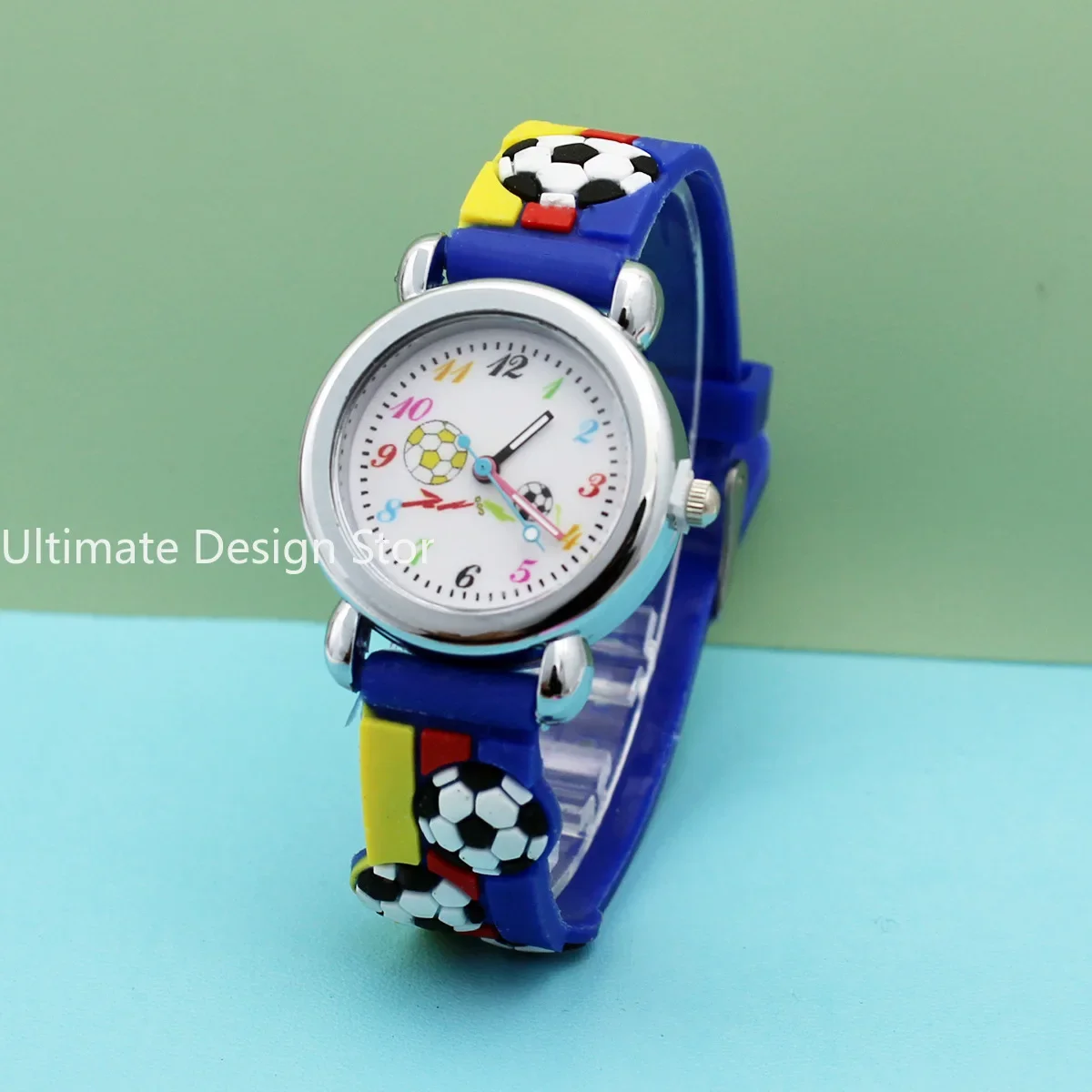 Nieuwe Mode Kleur Cartoon Voetbal Studenten Kinderen Kijken Quartz Horloge Sport Polshorloge Kids Cadeau