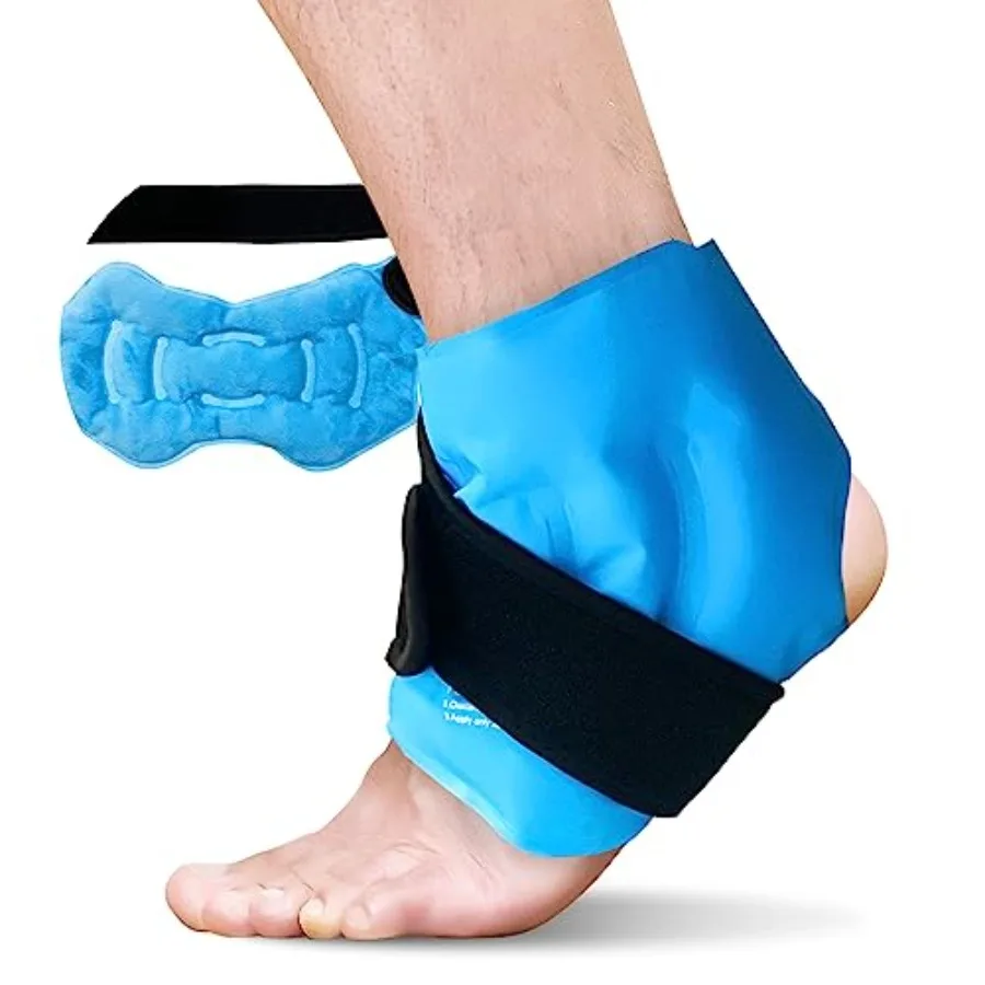 

Ankle Ice Pack Wrap for Swelling, Reusable Gel Ice Pack for Ankle Injuries, Cold Compress Therapy for Feet Pain Relief, Achille