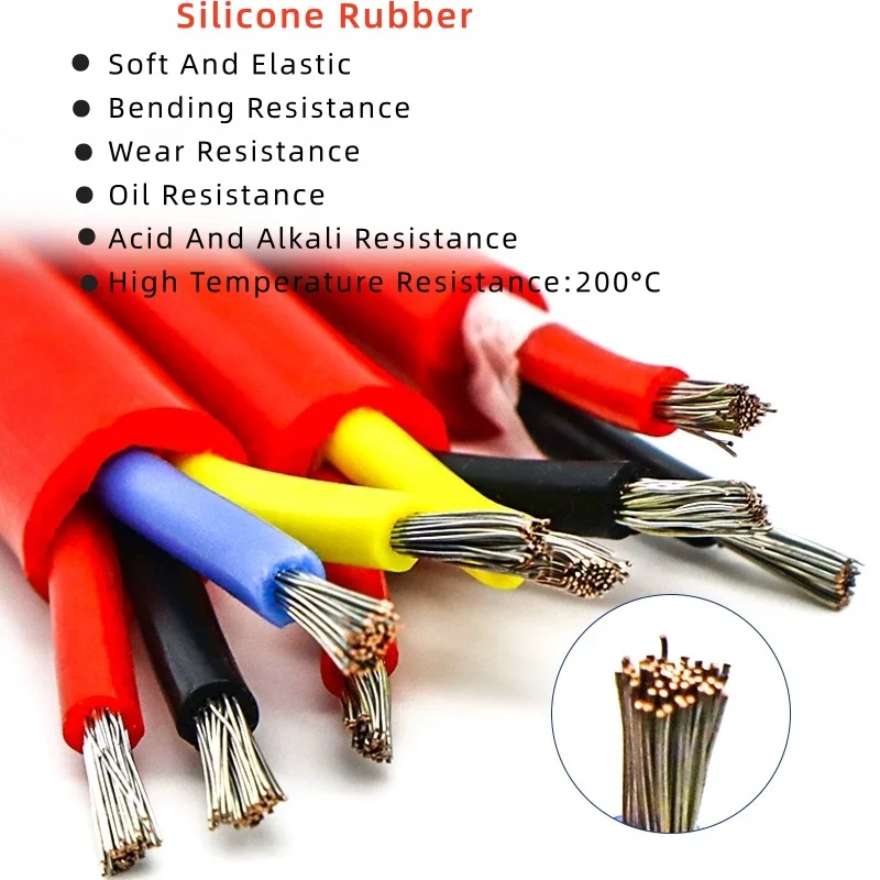 1-10M Ultra Soft Multi-Core Silicone Cable 0.3mm²~2.5mm² Flexible Insulated Copper High Temperature Wire 2 3 4 6Cores Red Black