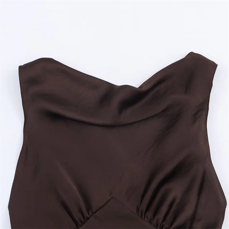 Sexy Damen-Midikleid aus Seidensatin, trendige Herbstmode, 2025, trendiges sexy Damen-Midikleid aus Seidensatin