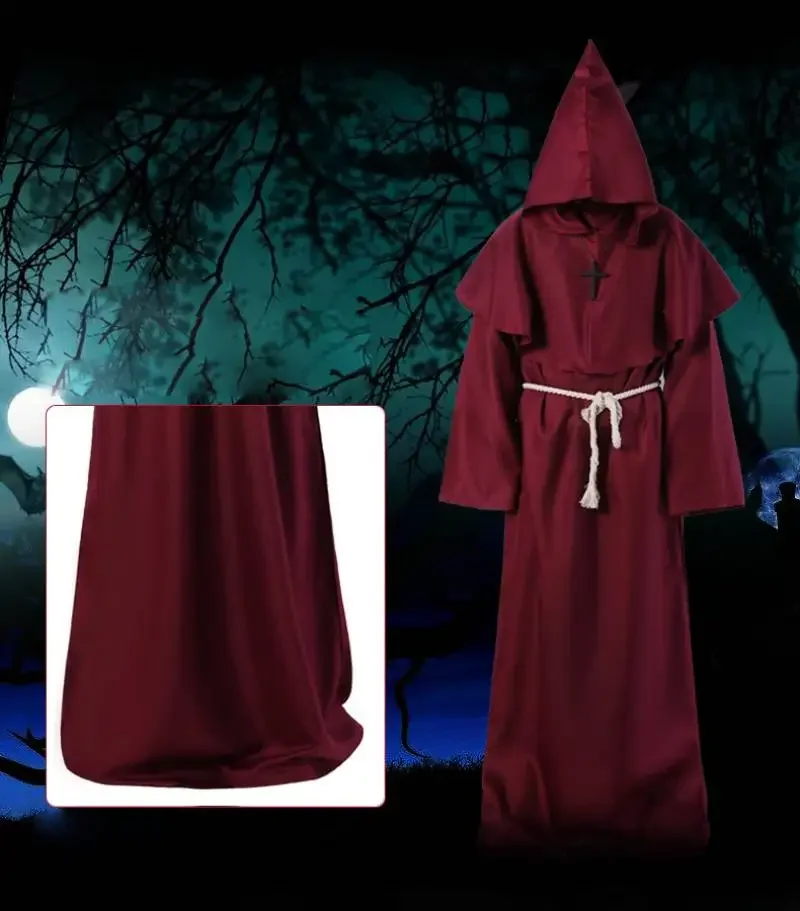 Déguisement de Magicien Everak pour Halloween, Robe de Frère Chrétien Médiéval, Cape de Sorcière, Fantôme, Vampire, Accessoire de ix, Nouvelle Collection