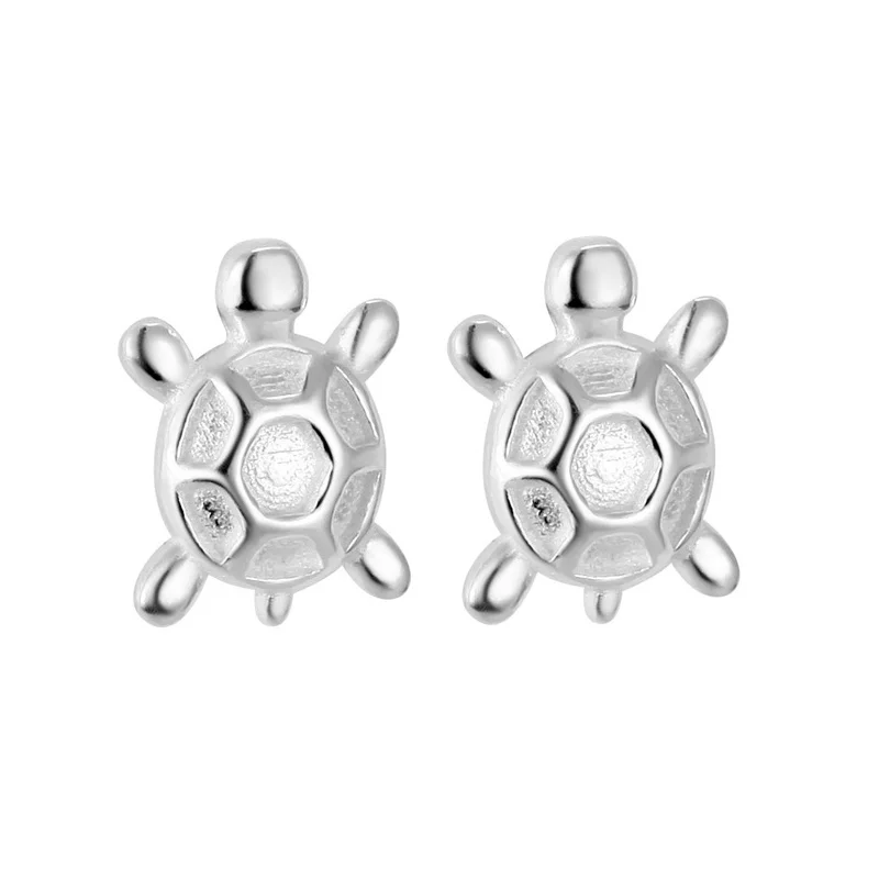 Uniorsj 999 Sterling Silver Jewelry Lovely Animal Little Turtle Stud Earrings for Women Girls Children