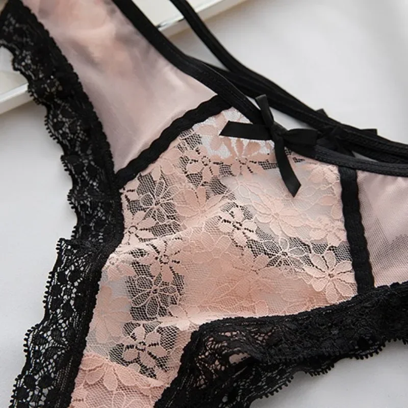 2025 HOT! Flower Embroidery 'Petal Pulse' Thong - Lace Transparent Panties with Hollow Bow Sexy Summer Underwear for Date Party