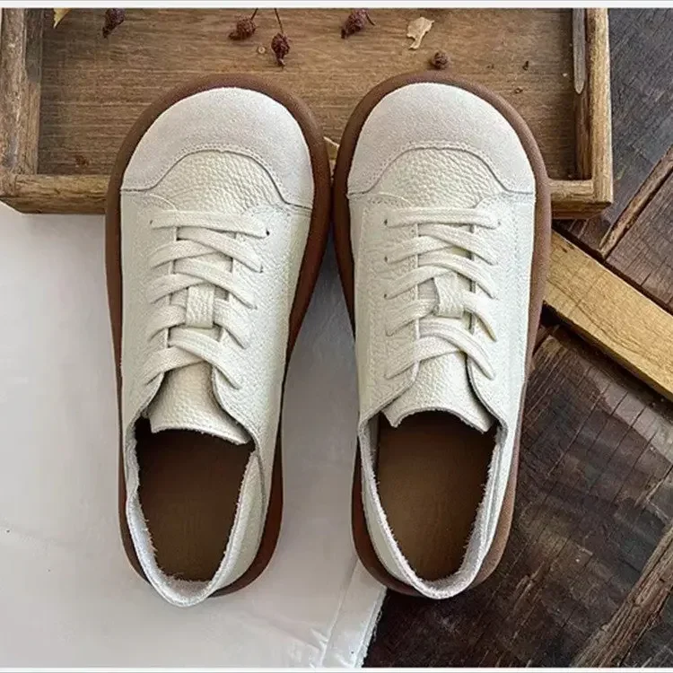 2024 New Women\'s Shoes Spring Single Shoes Ugly Cute Women\'s Small White Comfortable Big Head Shoes Pu Leather