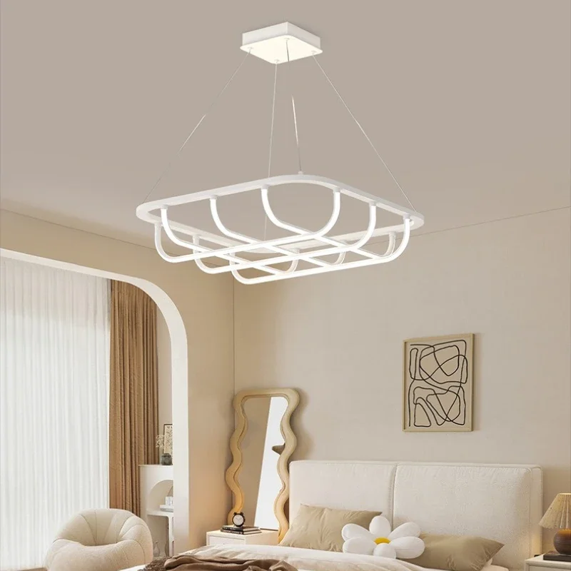 

Modern LED white curved artistic Pendant lamp Nordic modern restaurant study living room bedroom decorative lighting fixture