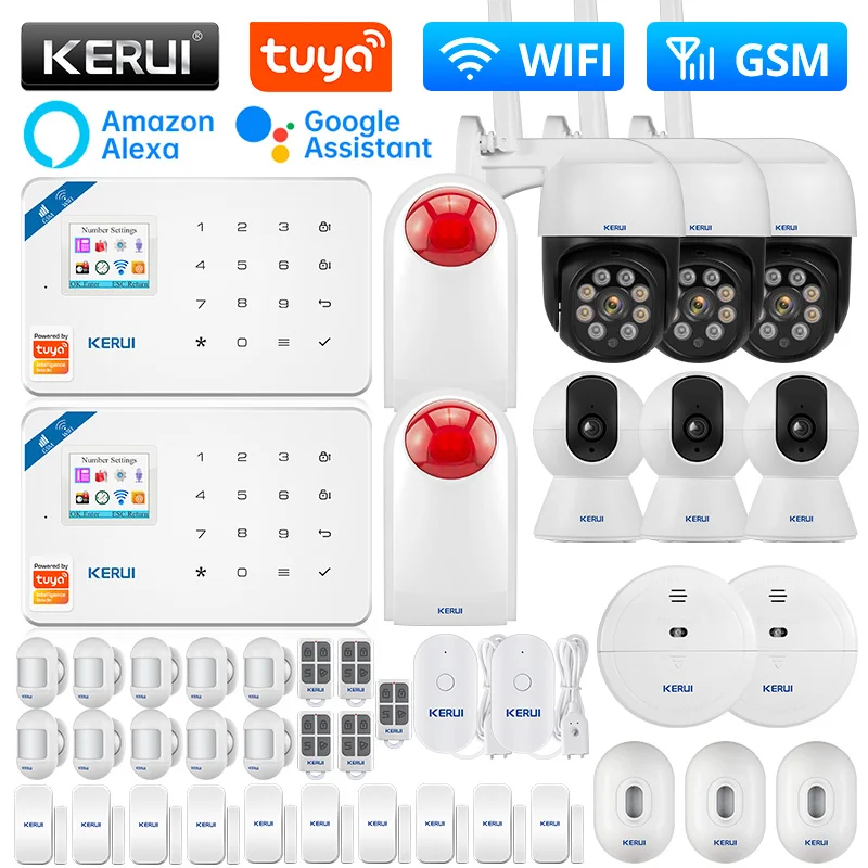 KERUI W181 Alarm System Central Unit WIFI GSM Alarm Tuya Smart Wireless Door Sensor Burglar Support Alexa&Google APP Control