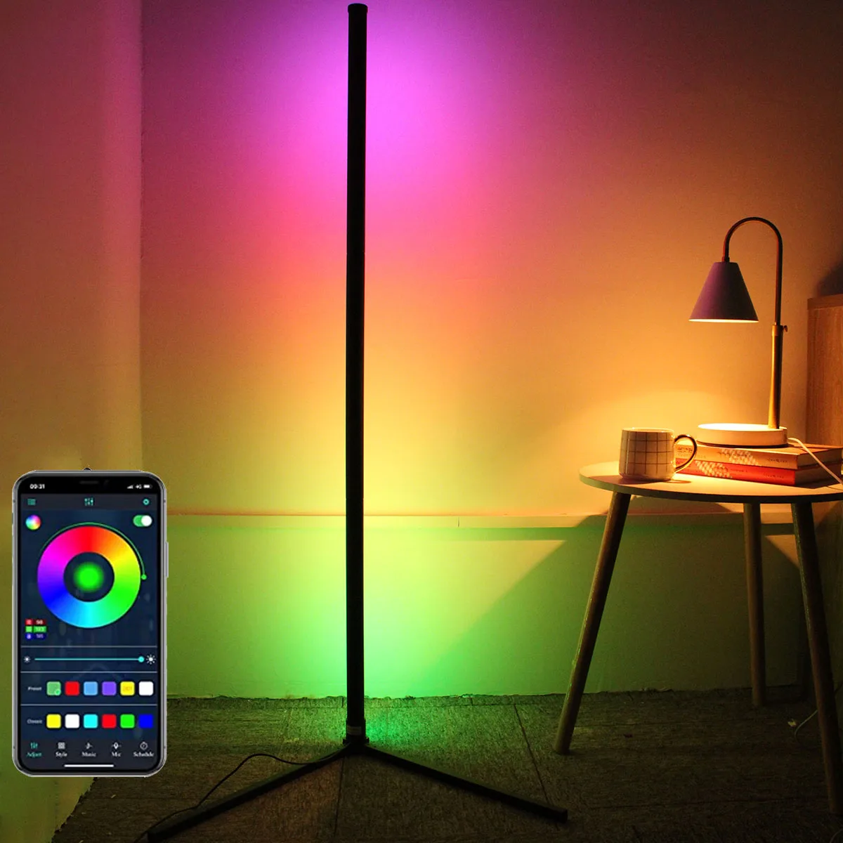 Living Room Corner Floor Lamp 150 LED RGB Mood Lights for Bedroom Nordic Home Decor Smart APP Table Lamp Interior Stand Lighting