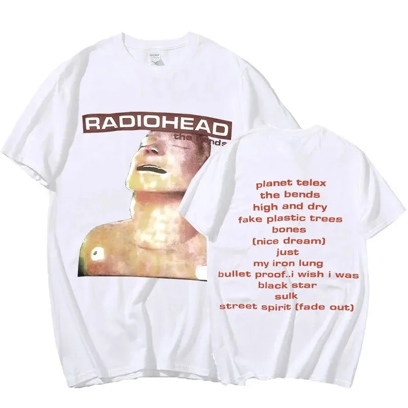 Vintage Rock Band Radiohead T Shirt Men Cotton T-shirts Hip Hop The Bends Music Album Oversize Harajuku Top Print Tee Shirt