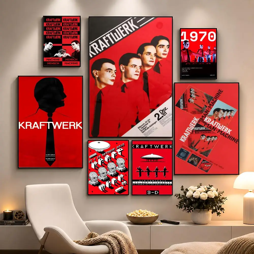 Band Kraftwerk Electronic Retro Poster Peel And Stick Wall Art PP Waterproof HD Bedroom Living Room Home Decor Gift