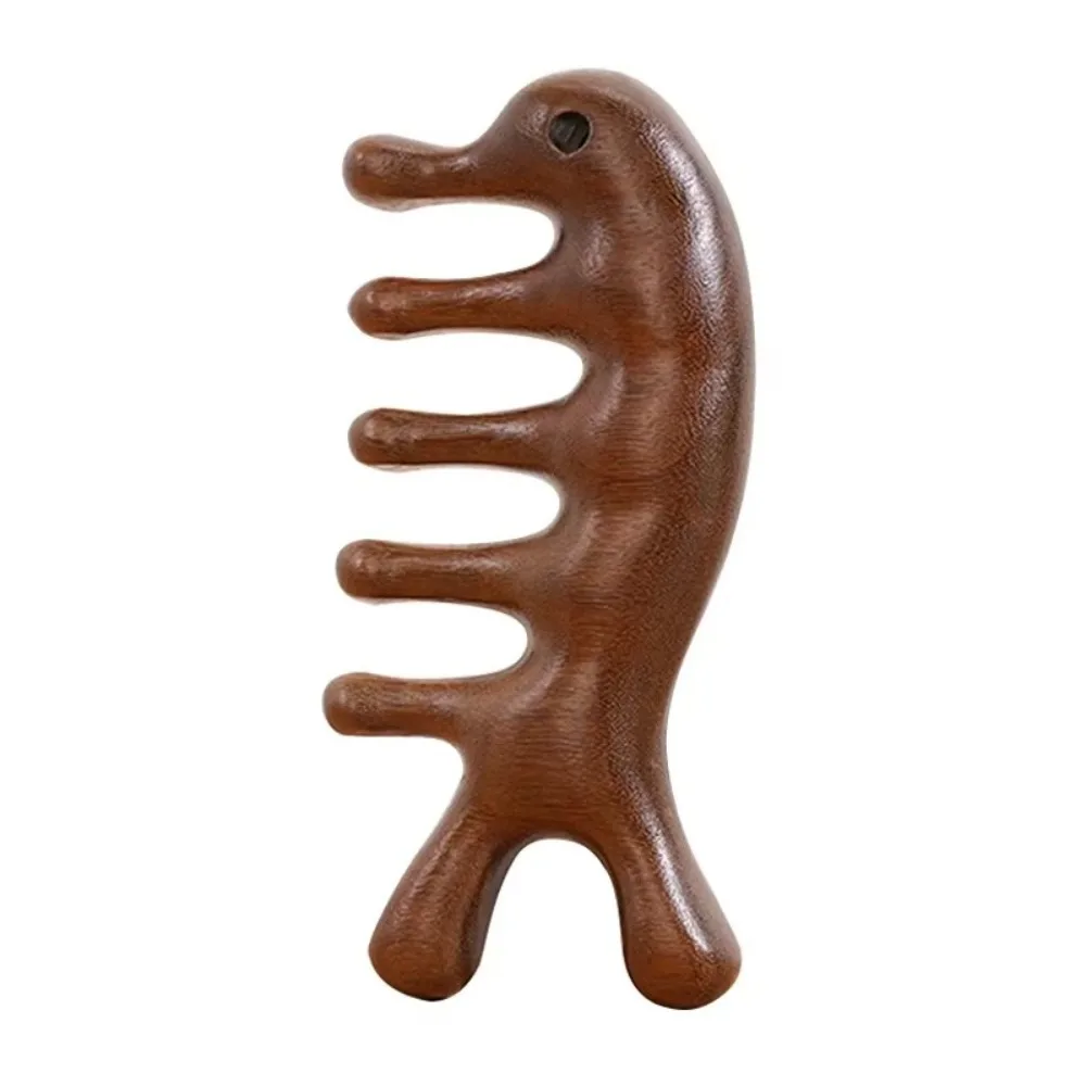 New Portable Body Meridian Massage Comb Scalp Hair Comb Tools Multi-function Wooden Massage Comb Dolphin Five Wide Tooth Combs