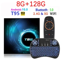 Boîtier Smart TV T95, Android 10.0, 8 Go/128 Go, Allwinner H616, 4G/5G, BT 5.0, Décodeur Connecté, Prend en Charge Iptv 6K/3D, H. Disparentes, Wifi, pour Touriste