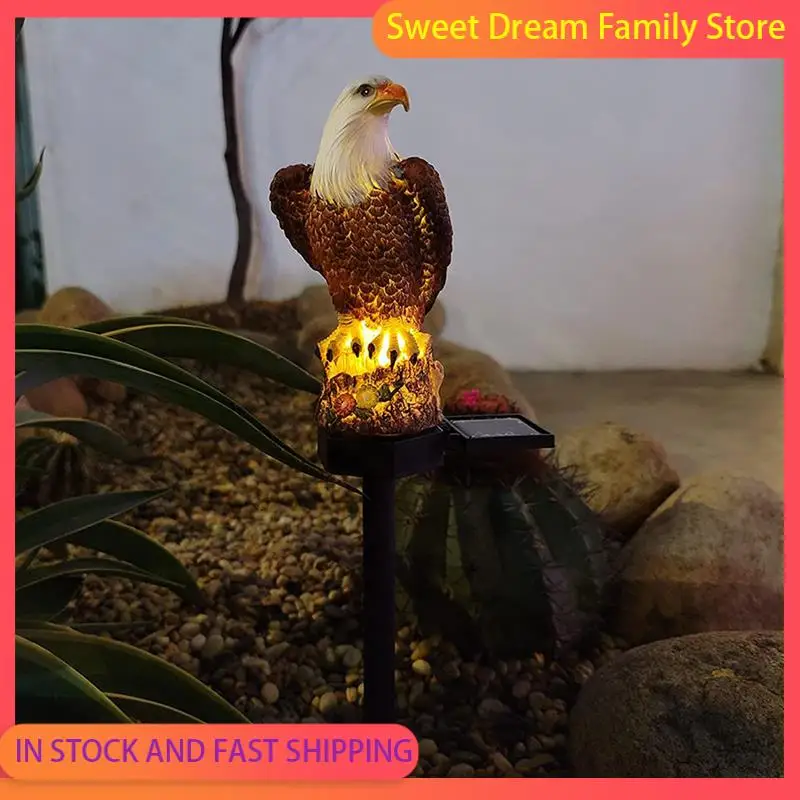 

SDFC-Solar Lights Decorative Resin Bald Eagle Figurine Dusk Dawn Solar Yard Light Animal Solar Stake Light Outdoor Decorative