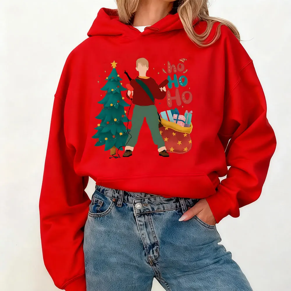 المنزل وحده هوديي عيد الميلاد البلوز 90s عيد الميلاد فيلم Crewneck مضحك كيفن هو هو هو سترة الرجعية عطلة البلوز المرأة #4