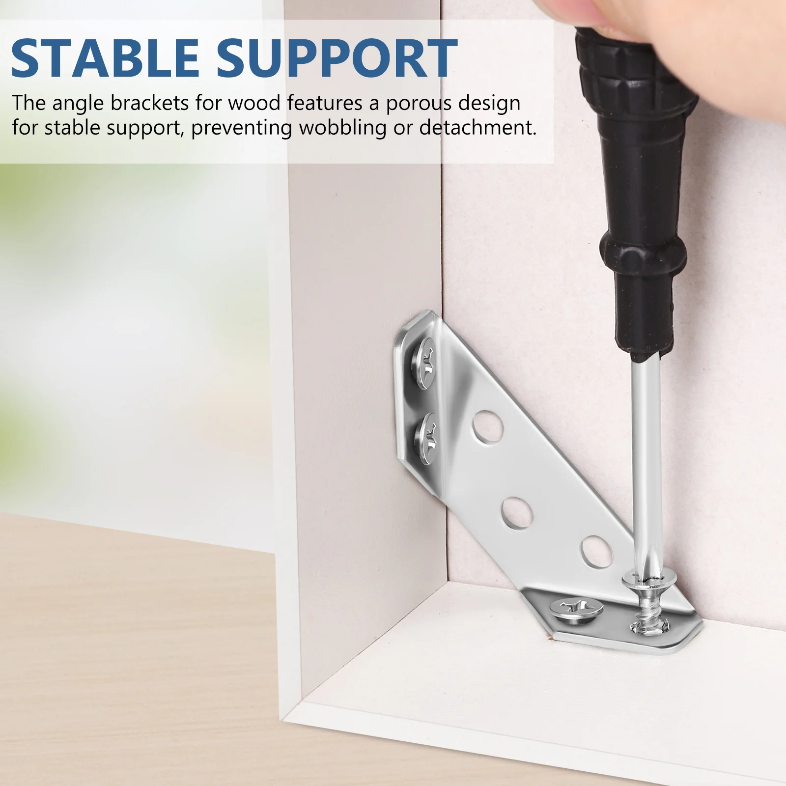 

20Pcs Stainless Steel Corner Connectors Multi-Functional Angle Brackets with Screws for Wobble-Free Wood Joint Repair