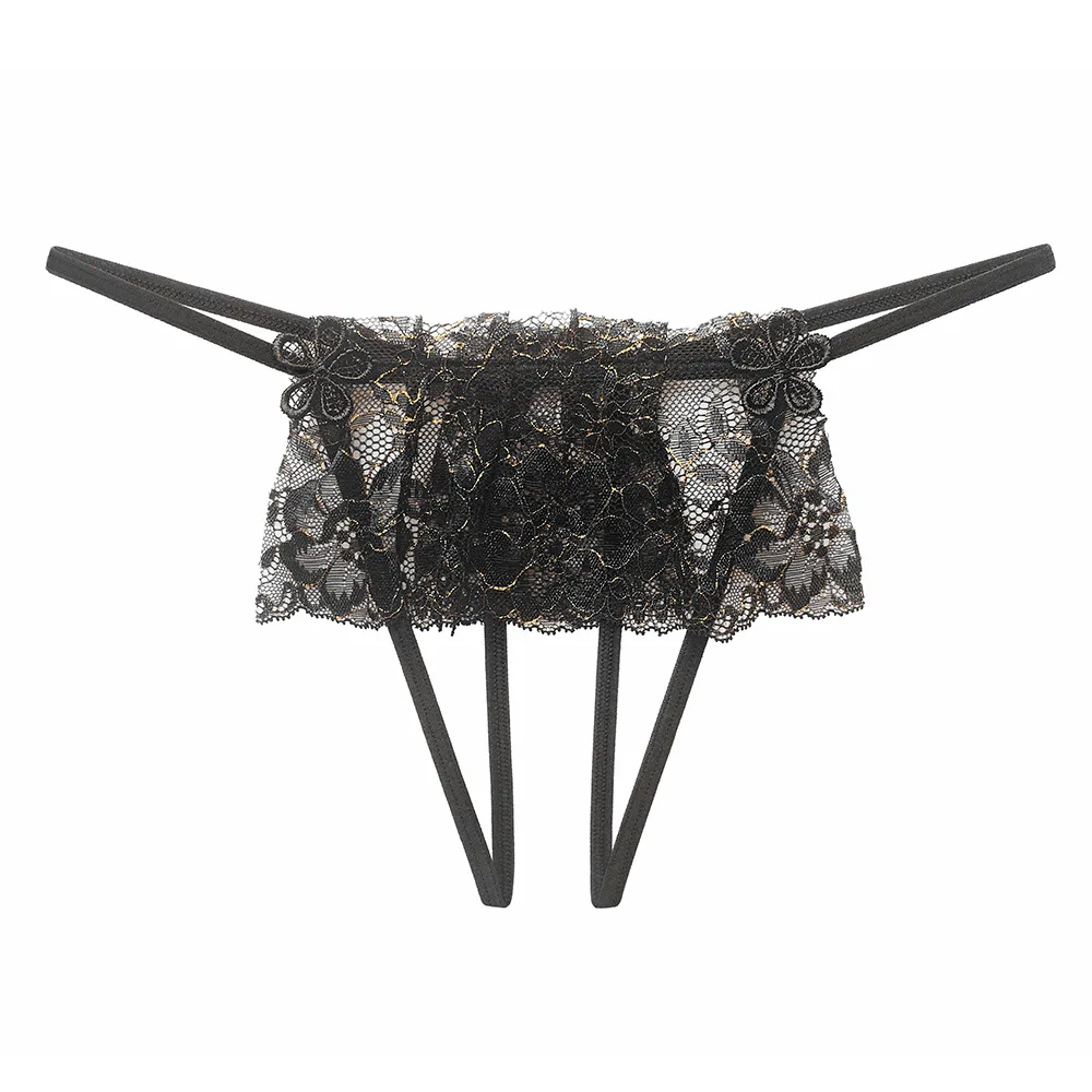 Women Sexy Lace Thongs Open Panties Female Ruffules G-Strings Underwear XXS Babydoll Lingerie Lolita Girl Panti  2250 A0117
