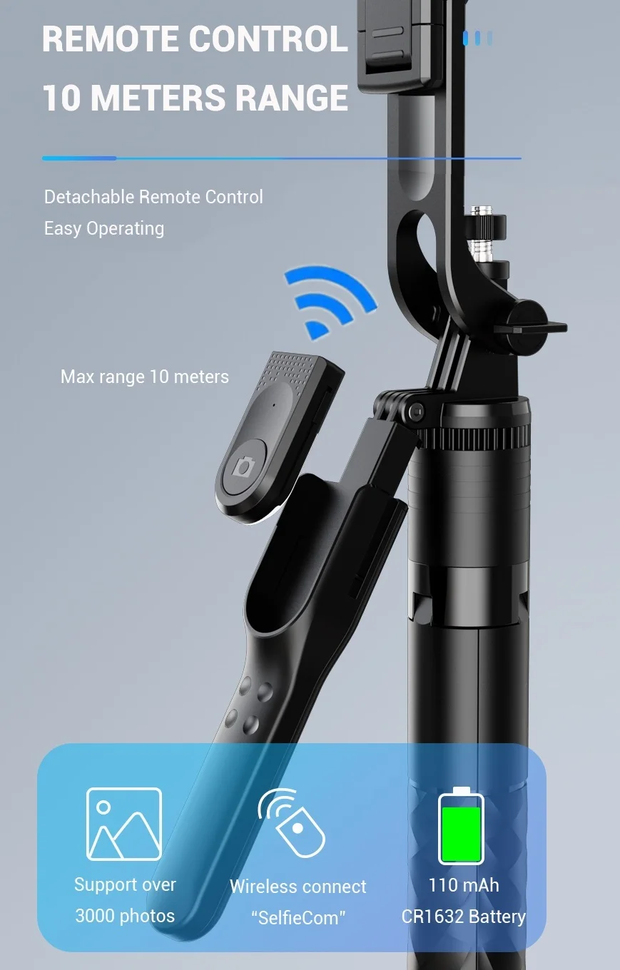 68.9’‘/175cm Tall Wireless Selfie Stick 360° Rotation Panorama Phone Holder Tripod for Mobile Smartphone Action Camera Gimbal