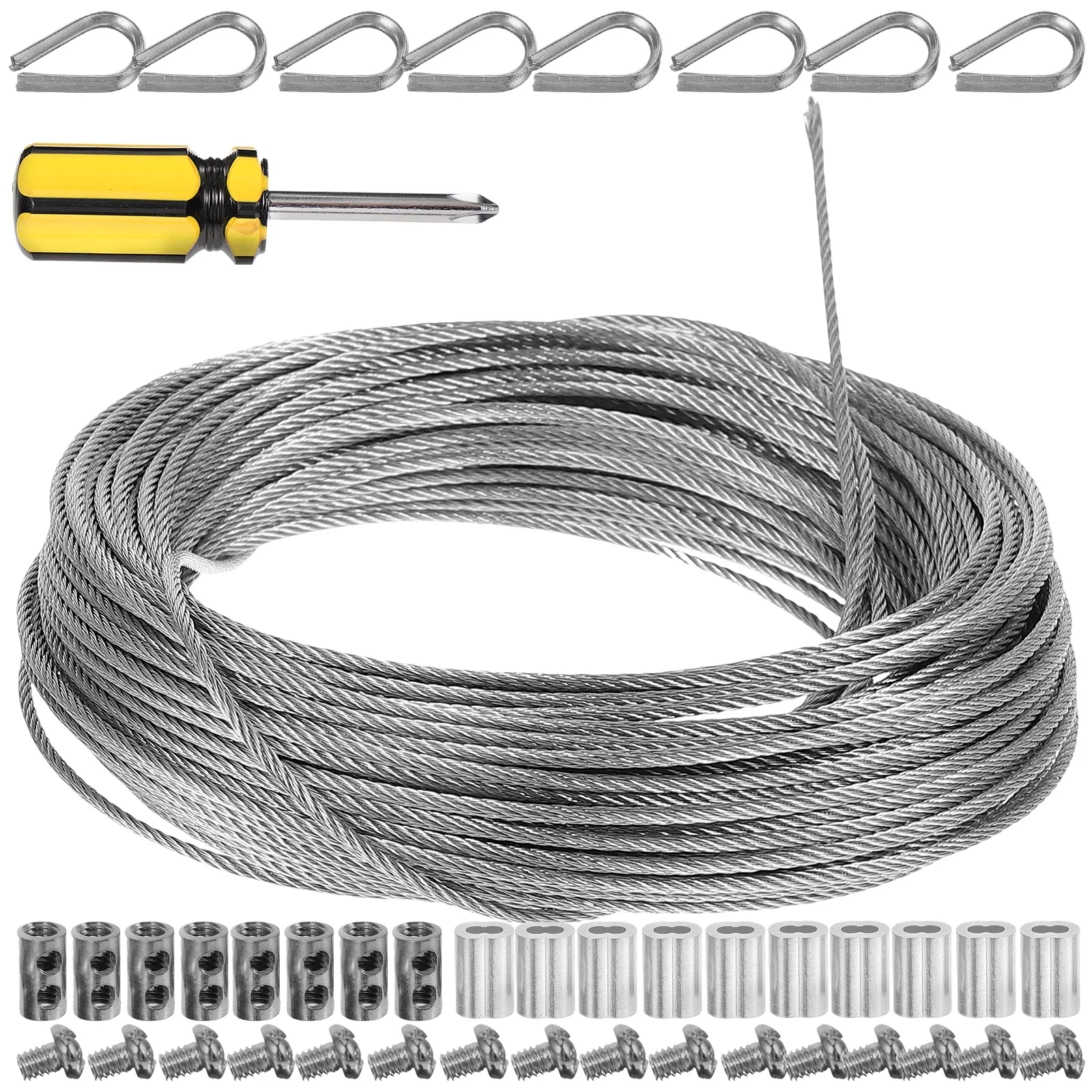 

20M Wire Rope Kit Stainless Steel Curtains Fence Lights Hanging Durable Rustproof Installation Turnbuckle Railing Sail