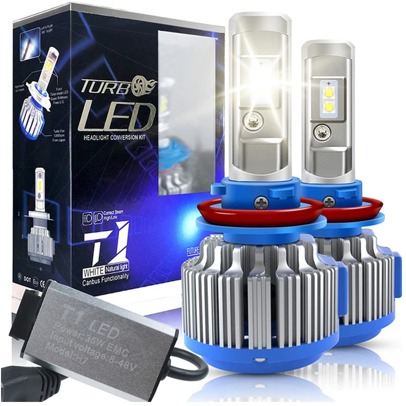 T1 Led Headlight 70W H4 H1 H3 H7 H11 9004 9005 9006 9007 881 6000K 7000LM Car Light Fog Lamp H13 Canbus Turbo Led Bulb White