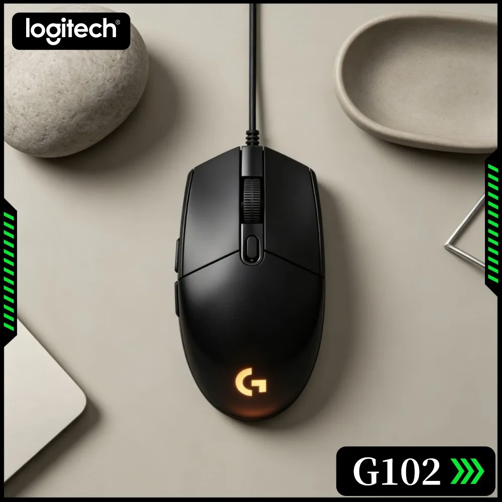 Logitech G102 Prodigy Gaming Mouse Natural Hand Fit Profile Adjustable Sensitivity Bright RGB For Regular PC Operation