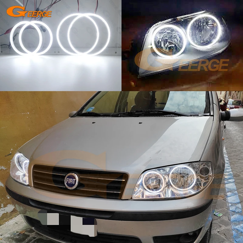 For FIAT PUNTO 188 Mk2 2003 2004 2005 2006 - ON Facelift Headlight Excellent Ultra Bright Smd Led Angel Eyes Kit Day Light