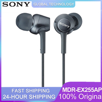 Original SONY MDR EX255AP Stereo Earphones 3.5mm Wired Headset Sport Earbuds Bass Headphone Handsfree with Mic for Smartphones