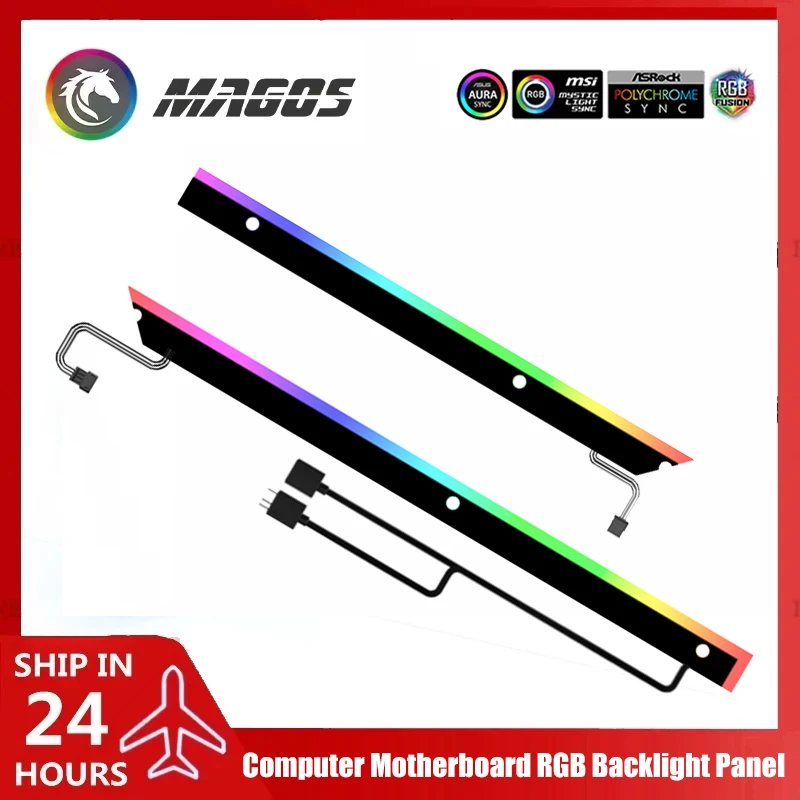 

Desktop Computer Motherboard Backlight Panel, 5V ARGB LED Strip Strip-shaped for MATX / ATX M/B Light Pollution, 2Pcs/Pack