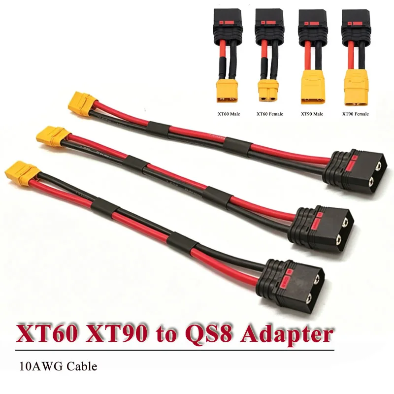 QS8 zu XT90/XT6 10CM Verbindungskabel 10AWG Modellflugzeug-Stecker Konvertierungsanschlusskabel Anti-Spark XT90 Adapterkabel