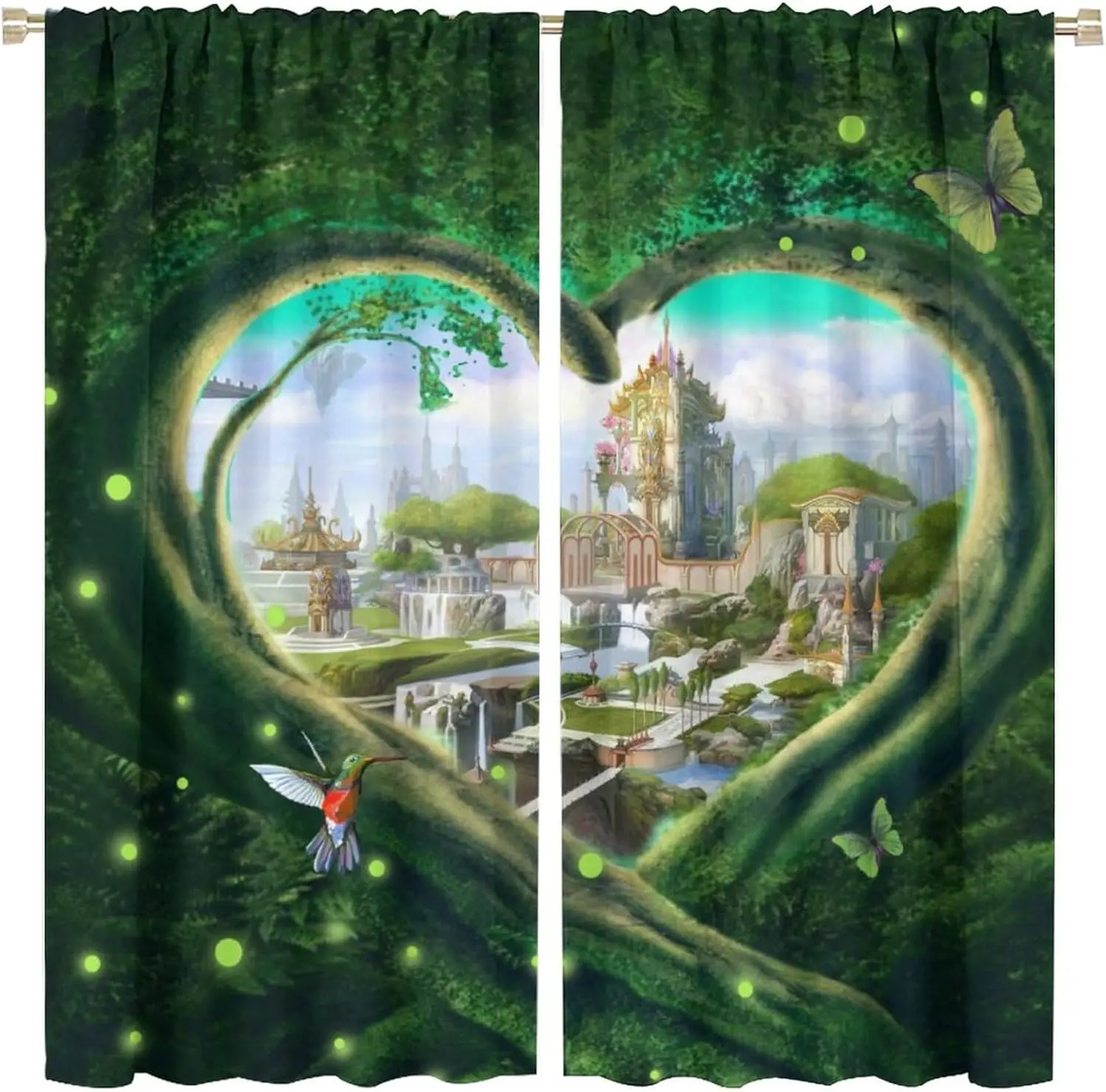 Magic Forest Curtain Fantasy Castle Fairy Tale Wonderland Romantic Valentine's Day Plants Flowers for Girls Boys Living Room