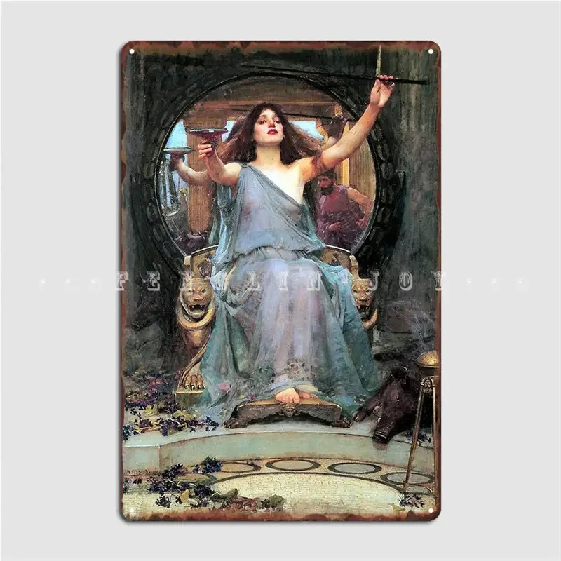 Circe Offering The Cup To Odysseus John William Waterhouse Metal Plaque Poster Plates Retro Party Wall Pub Tin Sign Posters