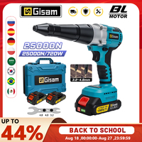 Gisam 25000N Brushless Electric Rivet Gun Cordless Rivet Nut Gun Drill Insert Automatic Riveting Tool For Makita 18V Battery Pin