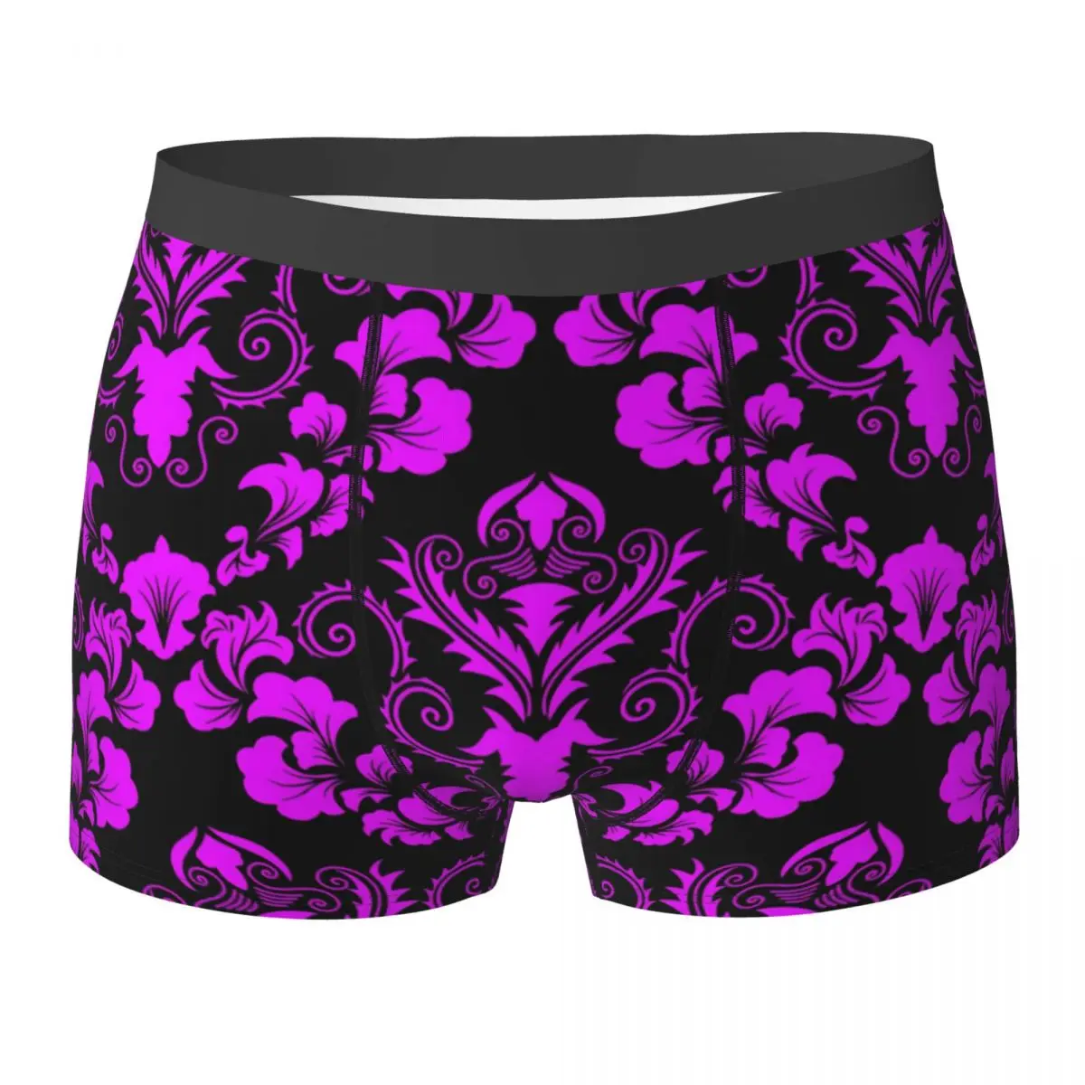 Sous-vêtements College damassés pour hommes, culottes surdimensionnées, caleçons surdimensionnés, slips doux, trunk, peintures trenky, violet, noir