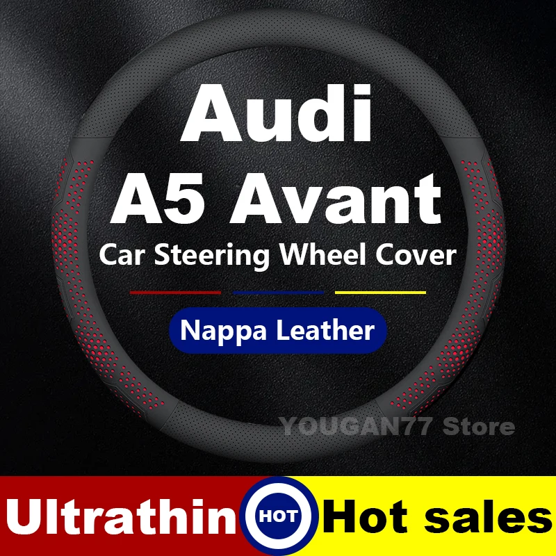 

Leather Car Steering Wheel Cover For Audi A5 Avant Q8 e-tron quattro 2024 2025 Auto Steering Wheel Audi Interior Accessories