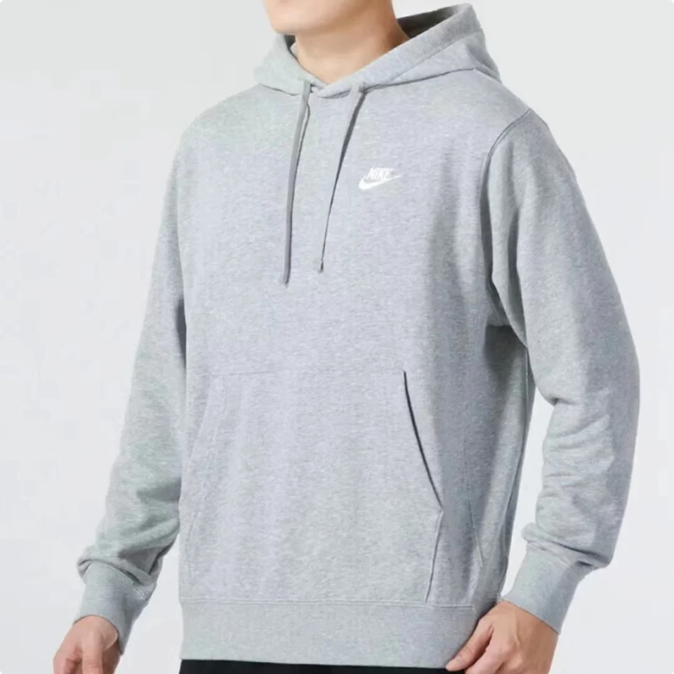 Original Nike Black Grey Men\'s Hoodie Sports Casual Knit Basketball Pullover CZ7858-010