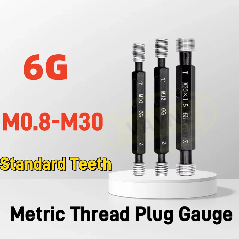 1PCS 6G M0.8-M30 Steel Thread Gauge Metric Standard Teeth Thread Plug Gauge High Quality Wholesale M1M4M6M8M10-M30 Measure Tool