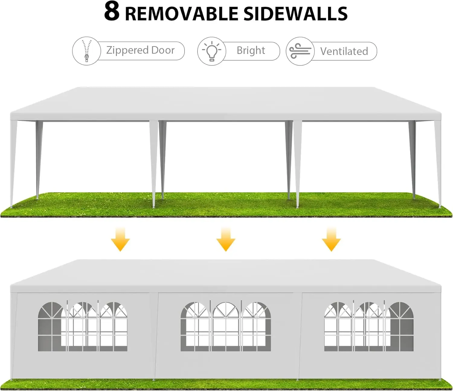 10'x30' Outdoor Canopy Tent Patio Camping Gazebo Shelter Pavilion Cater Party Wedding BBQ Events Tent w/Removable Sidewalls