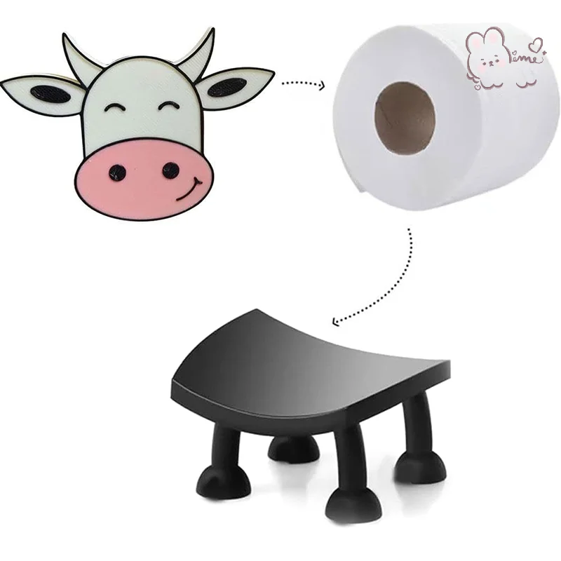 Cow Toilet Paper Roll Holder Resin Lovely Cow Tissue Box Stackable For Home Bathroom Vanity Night Stands