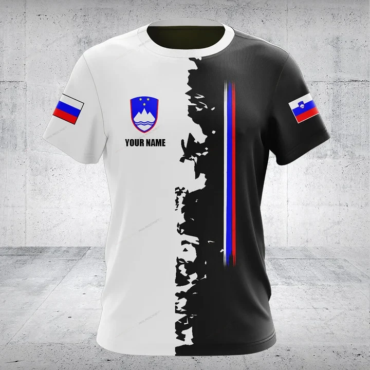 Custom Summer Casual Slovenia Flag Graphic T-shirts Soft Fabric Men's Fashion E-Sports Jersey Loose Oversized Short Sleeve Tops